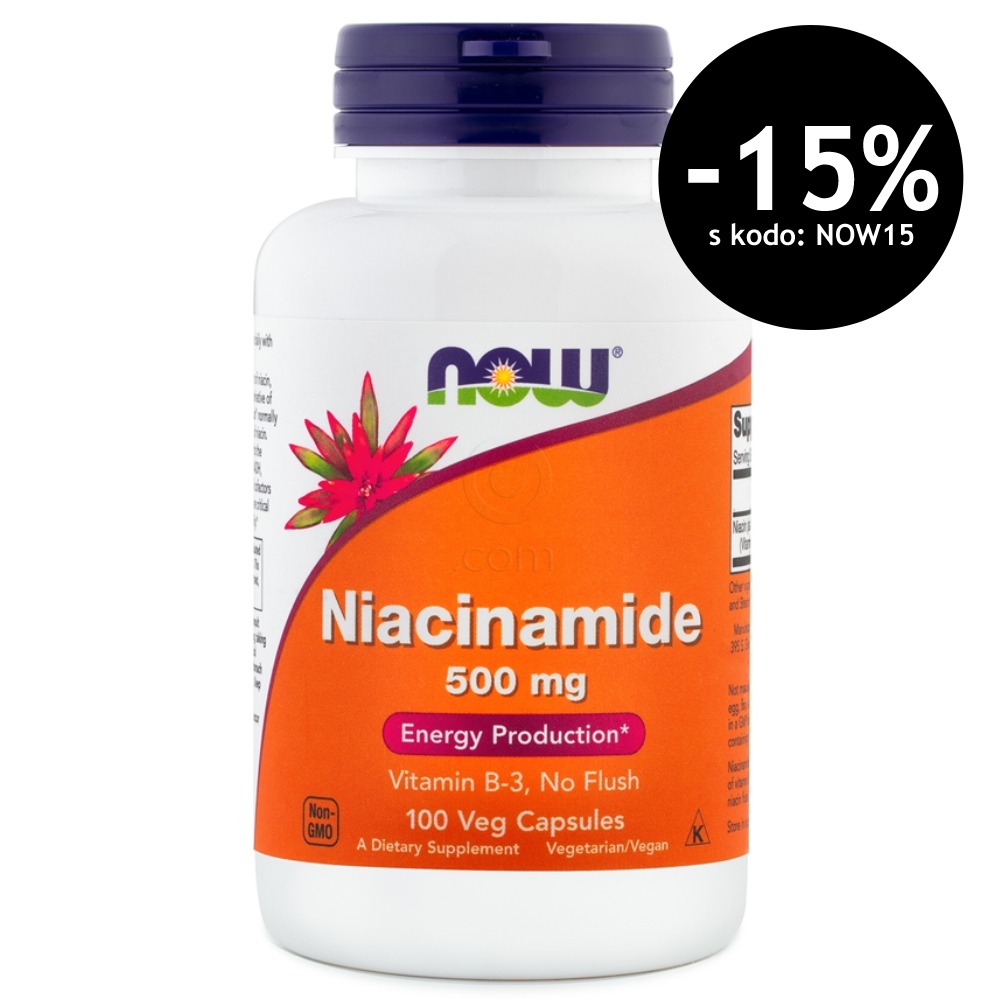 Niacin (Niacinamid) 500 mg NOW, vegetarijanske kapsule (100 kapsul)
